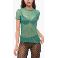 Sosete Short-Sleeved Monogram Lace Top Femei