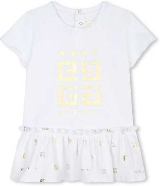 Rochii Givenchy Cotton Stretch Tee Dress With Golden-Effect Tee Dress White Fete (BM 18351313) 1