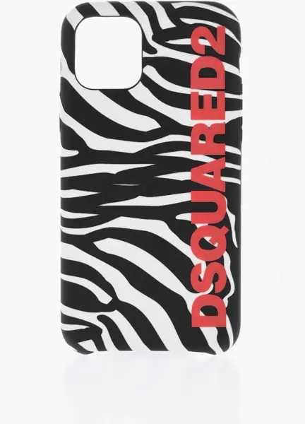 Huse mobil & tablete DSQUARED2 Animal Patterned Iphone 11 Pro Case With Contrasting Logo Black & White Femei (BM 18351331) 1