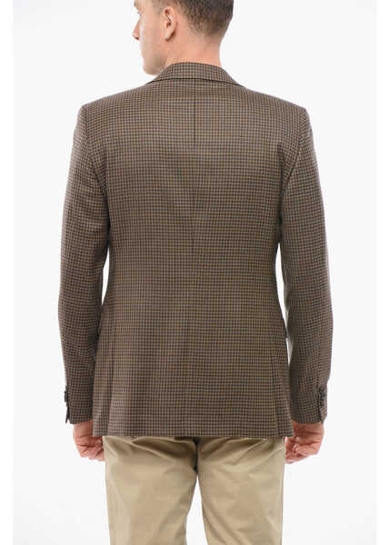 Sacouri elegante CORNELIANI Checkered Motif Wool Single Breasted With Flap Pockets Beige Barbati (BM 18351343) 2