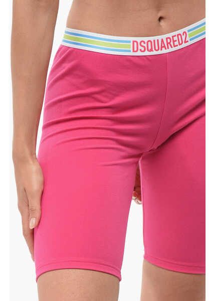 Pantaloni scurti DSQUARED2 Cotton Stretch Cycling Shorts With Logoed Band Pink Femei (BM 18351352) 3