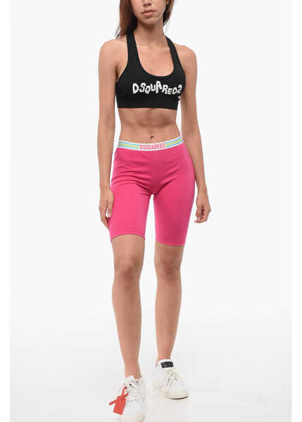 Pantaloni scurti DSQUARED2 Cotton Stretch Cycling Shorts With Logoed Band Pink Femei (BM 18351352) 4