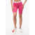 DSQUARED2 Cotton Stretch Cycling Shorts With Logoed Band Pink