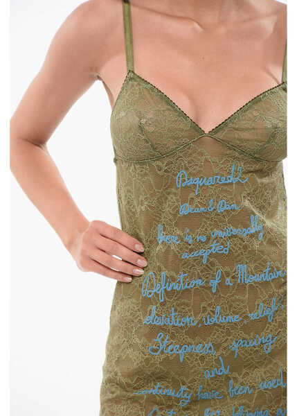 Seturi pijamale DSQUARED2 Lace Petticoat With Embroideries Military Green Femei (BM 18351361) 3