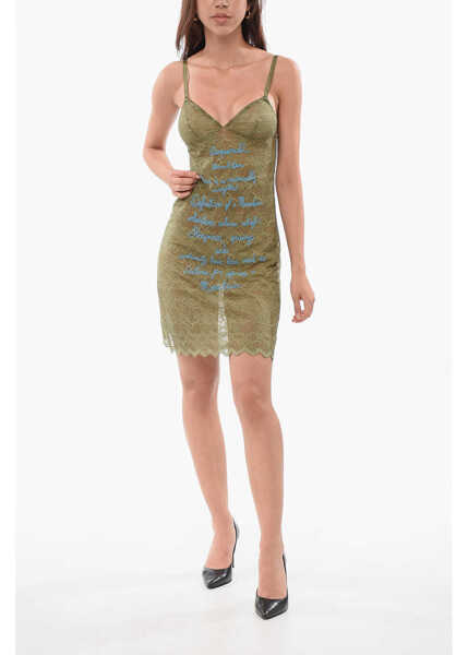 Seturi pijamale DSQUARED2 Lace Petticoat With Embroideries Military Green Femei (BM 18351361) 4