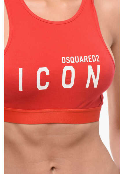 Sutiene DSQUARED2 Cotton Sport Bra With Frontal Logo Red Femei (BM 18351442) 3