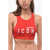 DSQUARED2 Cotton Sport Bra With Frontal Logo Red