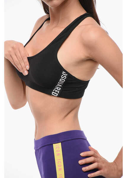 Sutiene DSQUARED2 Cotton Sport Bra With Side Logo Black Femei (BM 18351451) 3