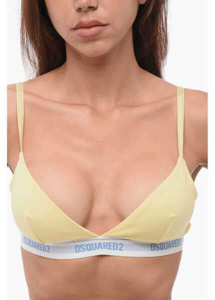 Sutiene DSQUARED2 Triangle Bra With Logoed Band Yellow Femei (BM 18351454) 3