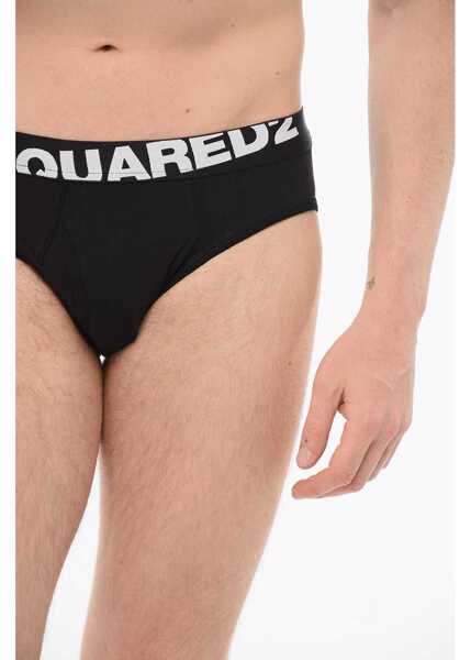 Lenjerie intima DSQUARED2 Cotton Slip With Logoed Waistband Black Barbati (BM 18351499) 3