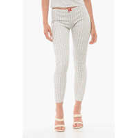 Sosete Cotton Blend Leggings With Floral Patterned Motif Femei