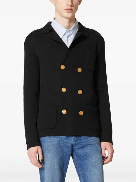 Sacouri Valentino Garavani Wool-Knit Double-Breasted Jacket Black Barbati (BM 18351523) 3