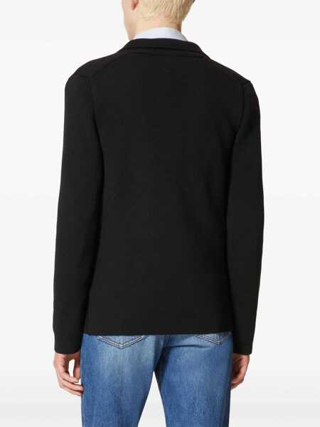 Sacouri Valentino Garavani Wool-Knit Double-Breasted Jacket Black Barbati (BM 18351523) 4