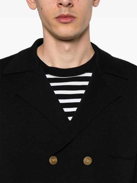 Sacouri Valentino Garavani Wool-Knit Double-Breasted Jacket Black Barbati (BM 18351523) 5