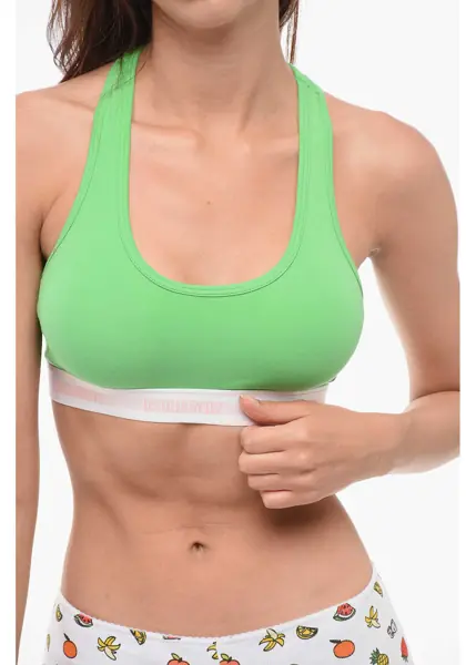 Sutiene DSQUARED2 Microfiber Sport Bra With Logoed Elastic Band Green Femei (BM 18351730) 3