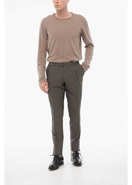 Pantaloni eleganti CORNELIANI Virgin Wool Pants With Frontal Pleats Black & White Barbati (BM 18351736) 3