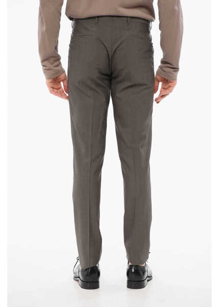 Pantaloni eleganti CORNELIANI Virgin Wool Pants With Frontal Pleats Black & White Barbati (BM 18351736) 4