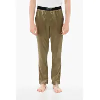 Pijamale Silk Satin Pijama Pants With Velour Detail Barbati