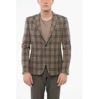 Sacouri elegante Checkered Motif Wool Single Breasted With Patch Pockets Barbati