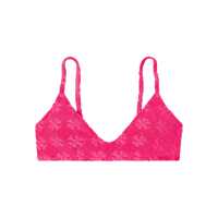 Sutiene 'Terry' Pink Bikini Top With Adjustable Spaghetti Straps And All-Over Logo Embroidery In Cotton Blend Stretch Woman Femei