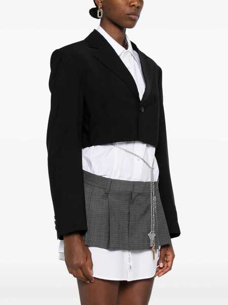 Sacouri Alexander Wang Alexander Wang Cropped Blazer With Chain Clothing Black Femei (BM 18352248) 3