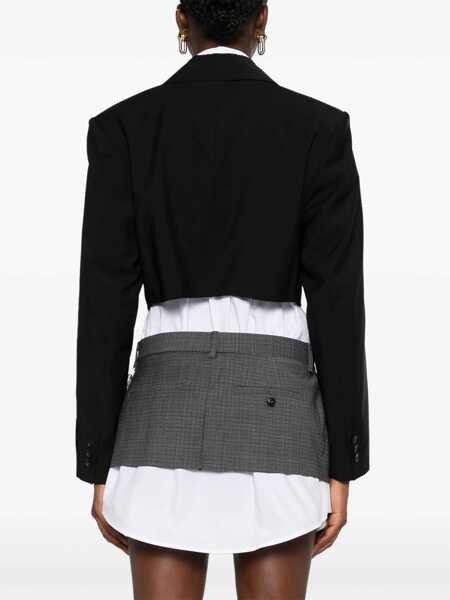 Sacouri Alexander Wang Alexander Wang Cropped Blazer With Chain Clothing Black Femei (BM 18352248) 4