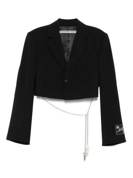 Sacouri Alexander Wang Alexander Wang Cropped Blazer With Chain Clothing Black Femei (BM 18352248) 1