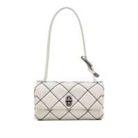 Genti de umar 'The Mini Dual' White Quilted Shoulder Bag With Dual Detail On The Handle In Leather Woman Femei