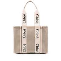 Genti de mana Chloé Woody Canvas Medium Tote Femei