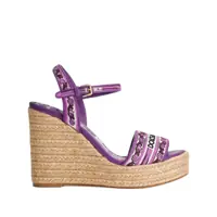 Pantofi cu toc Violet Wedges With Logo Embroidery On The Front And All-Over Majolica Motif In Cotton Blend Woman Femei