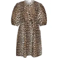 Rochii Ganni Leopard Poplin Dress Femei