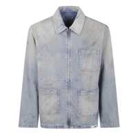 Geci Golden Goose "Journey" Man'S Mackenzie Work Jacket Full Zip Cotton Denim Workshop Wash Clothing Barbati