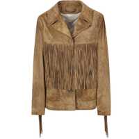 Geci Golden Goose "Journey W'S" Jacket With Fringes In Waxed Calf Leather Clothing Femei