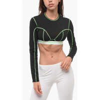 Sosete Long-Sleeved Crop Top With Visible Stitchings Femei