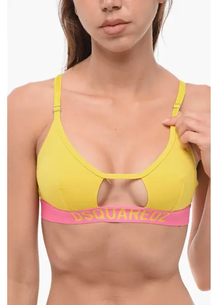 Sutiene DSQUARED2 Triangle Bra With Logoed Band And Cut Out Yellow Femei (BM 18357937) 3