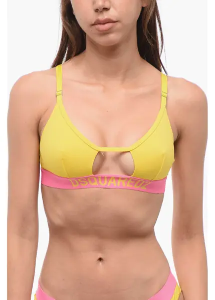 Sutiene DSQUARED2 Triangle Bra With Logoed Band And Cut Out Yellow Femei (BM 18357937) 1