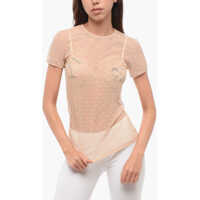 Sosete Short-Sleeved Monogram Lace Top Femei