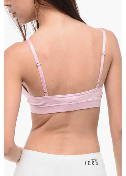 Sutiene DSQUARED2 Stretch Cotton Triangle Bra With Printed Logo Pink Femei (BM 18357958) 2