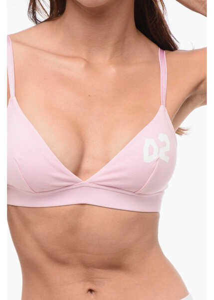 Sutiene DSQUARED2 Stretch Cotton Triangle Bra With Printed Logo Pink Femei (BM 18357958) 3