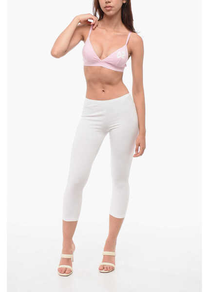 Sutiene DSQUARED2 Stretch Cotton Triangle Bra With Printed Logo Pink Femei (BM 18357958) 4