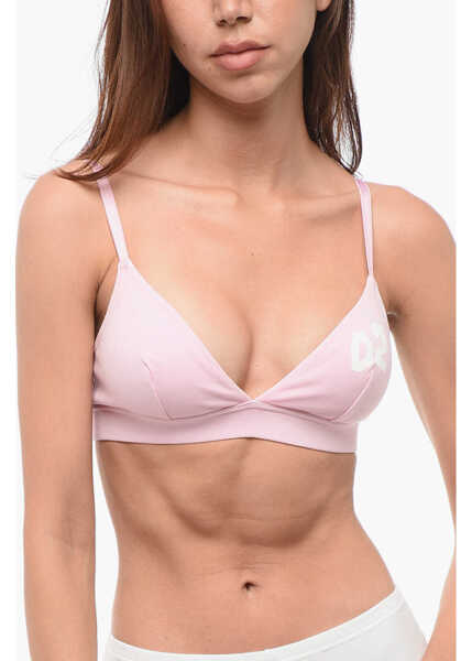 Sutiene DSQUARED2 Stretch Cotton Triangle Bra With Printed Logo Pink Femei (BM 18357958) 1
