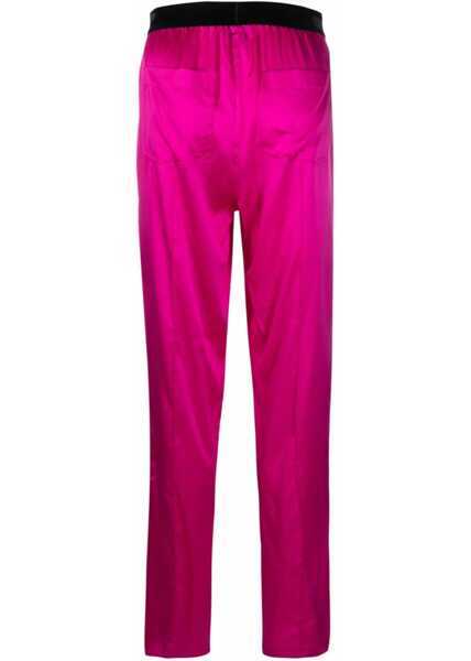 Pijamale Tom Ford Silk Satin Pijama Pants With Velour Detail Pink Barbati (BM 18357979) 2