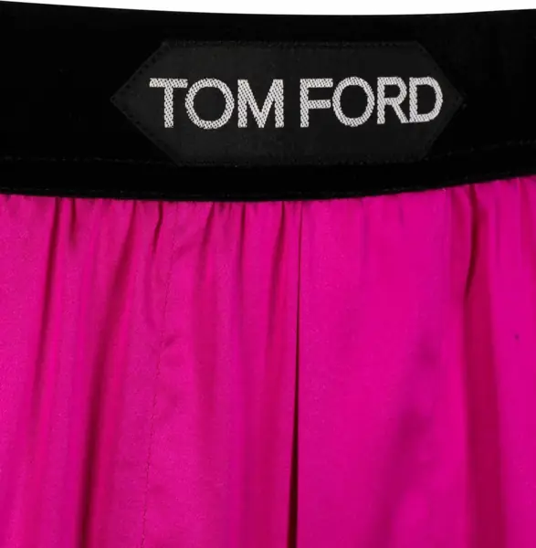 Pijamale Tom Ford Silk Satin Pijama Pants With Velour Detail Pink Barbati (BM 18357979) 3