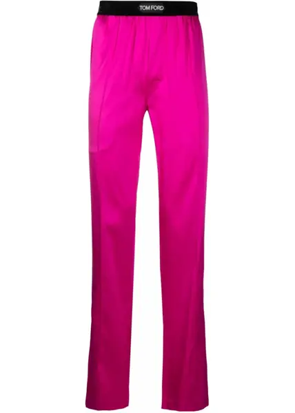 Pijamale Tom Ford Silk Satin Pijama Pants With Velour Detail Pink Barbati (BM 18357979) 1