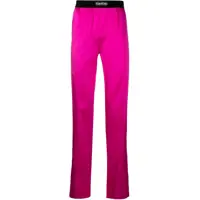 Pijamale Silk Satin Pijama Pants With Velour Detail Barbati