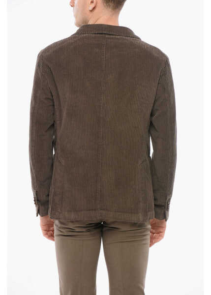 Sacouri CORNELIANI Cc Collection Ribbed Velour Ecuador Single Breasted Blazer Brown Barbati (BM 18357991) 2