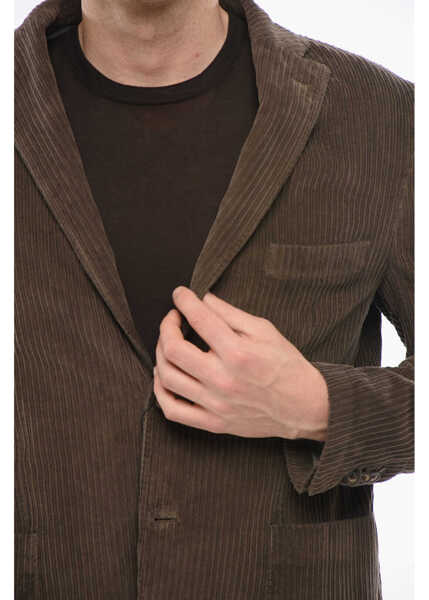 Sacouri CORNELIANI Cc Collection Ribbed Velour Ecuador Single Breasted Blazer Brown Barbati (BM 18357991) 3
