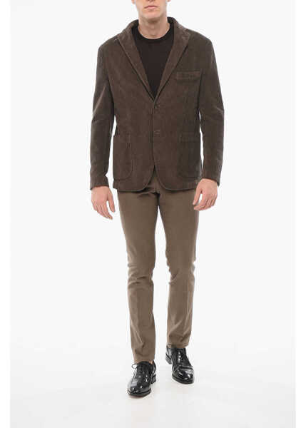 Sacouri CORNELIANI Cc Collection Ribbed Velour Ecuador Single Breasted Blazer Brown Barbati (BM 18357991) 4