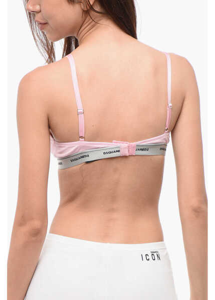 Sutiene DSQUARED2 Triangle Bra With Logoed Elastic Band Pink Femei (BM 18358012) 2
