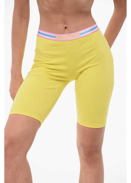 Pantaloni scurti DSQUARED2 Cotton Stretch Cycling Shorts With Logoed Band Yellow Femei (BM 18358018) 3